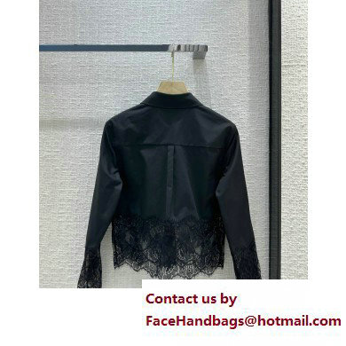 Dolce  &  Gabbana black COTTON SHIRT WITH LACE 2023